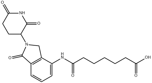 7-[[2-(2,6-dioxo-3-piperidinyl)-2,3-dihydro-1-oxo-1H-isoindol-4-yl]amino]-7-oxoHeptanoic acid, Struktur