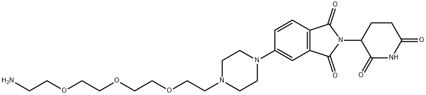 1H-Isoindole-1,3(2H)-dione, 5-[4-[2-[2-[2-(2-aminoethoxy)ethoxy]ethoxy]ethyl]-1-piperazinyl]-2-(2,6-dioxo-3-piperidinyl)- Struktur