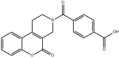 Benzoic acid, 4-[(1,5-dihydro-5-oxo-2H-[1]benzopyrano[3,4-c]pyridin-3(4H)-yl)carbonyl]- Struktur