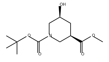 1,3-Piperidinedicarboxylic acid, 5-hydroxy-, 1-(1,1-dimethylethyl) 3-methyl ester, (3R,5S)- Struktur