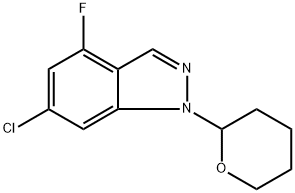 6-chloro-4-fluoro-1 -(tetrahydro-2H-pyran-2-yl)-1 H-indazole Struktur