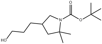 1-Pyrrolidinecarboxylic acid, 4-(3-hydroxypropyl)-2,2-dimethyl-, 1,1-dimethylethyl ester Struktur