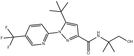 1H-Pyrazole-3-carboxamide, 5-(1,1-dimethylethyl)-N-(2-hydroxy-1,1-dimethylethyl)-1-[5-(trifluoromethyl)-2-pyridinyl]- Struktur