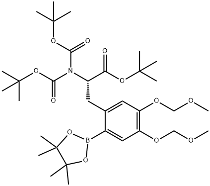 L-Tyrosine, N,N-bis[(1,1-dimethylethoxy)carbonyl]-5-(methoxymethoxy)-O-(methoxymethyl)-2-(4,4,5,5-tetramethyl-1,3,2-dioxaborolan-2-yl)-, 1,1-dimethylethyl ester Struktur