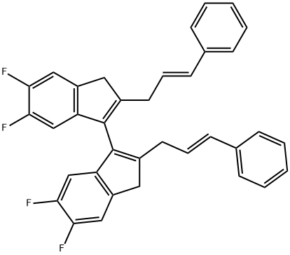 2,2'-dicinnamyl-5,5',6,6'-tetrafluoro-3H,3'H-1,1'-biindene Struktur