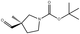 1-Pyrrolidinecarboxylic acid, 3-formyl-3-methyl-, 1,1-dimethylethyl ester, (3R)- Struktur