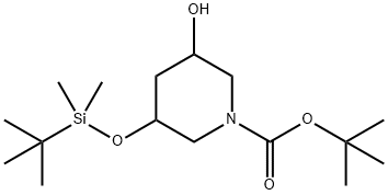 1-Piperidinecarboxylic acid, 3-[[(1,1-dimethylethyl)dimethylsilyl]oxy]-5-hydroxy-, 1,1-dimethylethyl ester Struktur