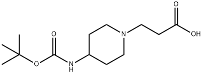 1-Piperidinepropanoic acid, 4-[[(1,1-dimethylethoxy)carbonyl]amino]- Struktur