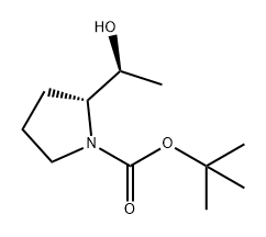 1-Pyrrolidinecarboxylic acid, 2-[(1S)-1-hydroxyethyl]-, 1,1-dimethylethyl ester, (2R)- Struktur