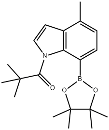 1-Propanone, 2,2-dimethyl-1-[4-methyl-7-(4,4,5,5-tetramethyl-1,3,2-dioxaborolan-2-yl)-1H-indol-1-yl]- Struktur