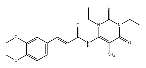 2-Propenamide, N-(5-amino-1,3-diethyl-1,2,3,6-tetrahydro-2,6-dioxo-4-pyrimidinyl)-3-(3,4-dimethoxyphenyl)-, (2E)- Struktur