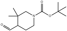 1-Piperidinecarboxylic acid, 4-formyl-3,3-dimethyl-, 1,1-dimethylethyl ester Struktur