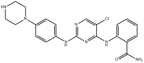 Benzamide, 2-[[5-chloro-2-[[4-(1-piperazinyl)phenyl]amino]-4-pyrimidinyl]amino]- Struktur