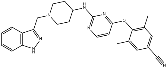 Benzonitrile, 4-[[2-[[1-(1H-indazol-3-ylmethyl)-4-piperidinyl]amino]-4-pyrimidinyl]oxy]-3,5-dimethyl- Struktur