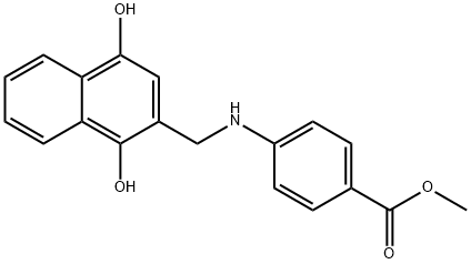 Benzoic acid, 4-[[(1,4-dihydroxy-2-naphthalenyl)methyl]amino]-, methyl ester Struktur