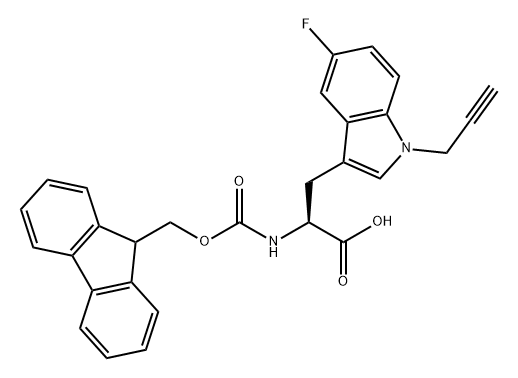 L-Tryptophan, N-[(9H-fluoren-9-ylmethoxy)carbonyl]-5-fluoro-1-(2-propyn-1-yl)- Struktur