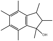 1H-Inden-1-ol, 2,3-dihydro-1,2,3,4,5,6,7-heptamethyl- Struktur