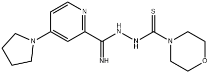 4-Morpholinecarbothioic acid, 2-[imino[4-(1-pyrrolidinyl)-2-pyridinyl]methyl]hydrazide Struktur