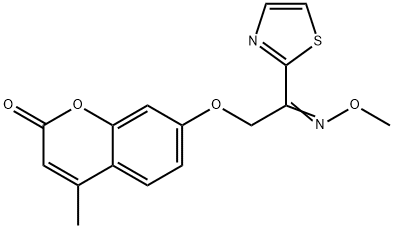 2H-1-Benzopyran-2-one, 7-[2-(methoxyimino)-2-(2-thiazolyl)ethoxy]-4-methyl- Struktur