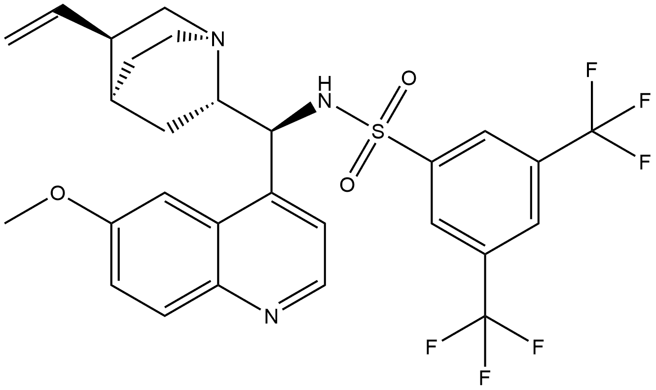 Benzenesulfonamide, N-[(8α,9S)-6'-methoxycinchonan-9-yl]-3,5-bis(trifluoromethyl)- Struktur