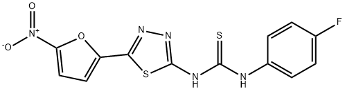 Thiourea, N-(4-fluorophenyl)-N'-[5-(5-nitro-2-furanyl)-1,3,4-thiadiazol-2-yl]- Struktur