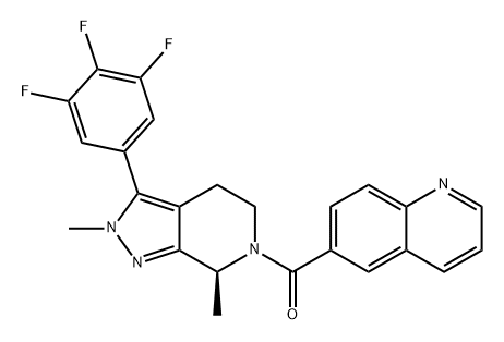 Methanone, 6-quinolinyl[(7S)-2,4,5,7-tetrahydro-2,7-dimethyl-3-(3,4,5-trifluorophenyl)-6H-pyrazolo[3,4-c]pyridin-6-yl]- Struktur