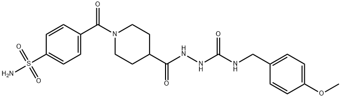 4-Piperidinecarboxylic acid, 1-[4-(aminosulfonyl)benzoyl]-, 2-[[[(4-methoxyphenyl)methyl]amino]carbonyl]hydrazide Struktur