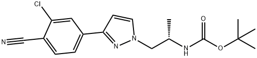 Carbamic acid, N-?[(1S)?-?2-?[3-?(3-?chloro-?4-?cyanophenyl)?-?1H-?pyrazol-?1-?yl]?-?1-?methylethyl]?-?, 1,?1-?dimethylethyl ester Struktur