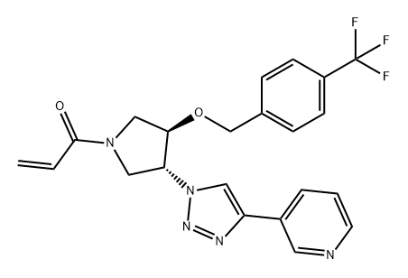 2-Propen-1-one, 1-[(3R,4R)-3-[4-(3-pyridinyl)-1H-1,2,3-triazol-1-yl]-4-[[4-(trifluoromethyl)phenyl]methoxy]-1-pyrrolidinyl]- Structure