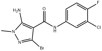 1H-Pyrazole-4-carboxamide, 5-amino-3-bromo-N-(3-chloro-4-fluorophenyl)-1-methyl- Struktur