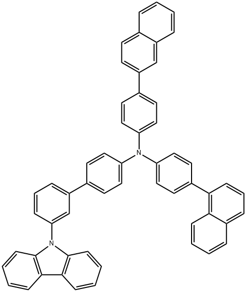 [1,1'-Biphenyl]-4-amine, 3'-(9H-carbazol-9-yl)-N-[4-(1-naphthalenyl)phenyl]-N-[4-(2-naphthalenyl)phenyl]- Struktur