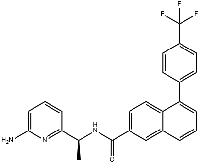 2-Naphthalenecarboxamide, N-[(1S)-1-(6-amino-2-pyridinyl)ethyl]-5-[4-(trifluoromethyl)phenyl]- Struktur