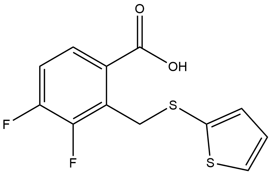 3,4-difluoro-2-((thiophen-2-ylthio)methyl)benzoic acid Struktur