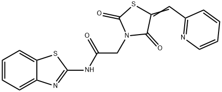 3-Thiazolidineacetamide, N-2-benzothiazolyl-2,4-dioxo-5-(2-pyridinylmethylene)- Struktur