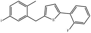 Thiophene, 2-(2-fluorophenyl)-5-[(5-iodo-2-methylphenyl)methyl]- Struktur