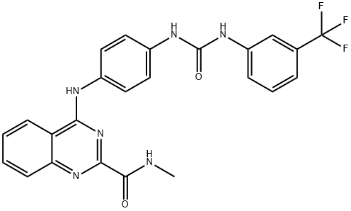 2-Quinazolinecarboxamide, N-methyl-4-[[4-[[[[3-(trifluoromethyl)phenyl]amino]carbonyl]amino]phenyl]amino]- Struktur