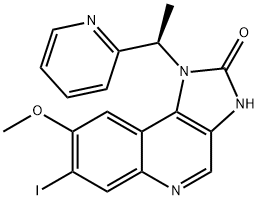 2H-?Imidazo[4,?5-?c]?quinolin-?2-?one, 1,?3-?dihydro-?7-?iodo-?8-?methoxy-?1-?[(1R)?-?1-?(2-?pyridinyl)?ethyl]?- Struktur