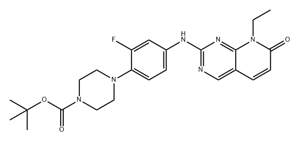 1-Piperazinecarboxylic acid, 4-[4-[(8-ethyl-7,8-dihydro-7-oxopyrido[2,3-d]pyrimidin-2-yl)amino]-2-fluorophenyl]-, 1,1-dimethylethyl ester Struktur