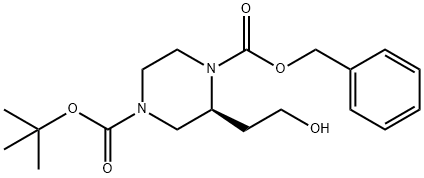 1,4-Piperazinedicarboxylic acid, 2-(2-hydroxyethyl)-, 4-(1,1-dimethylethyl) 1-(phenylmethyl) ester, (2S)- Struktur