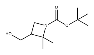 1-Azetidinecarboxylic acid, 3-(hydroxymethyl)-2,2-dimethyl-, 1,1-dimethylethyl ester Struktur