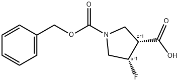 1,3-Pyrrolidinedicarboxylic acid, 4-fluoro-, 1-(phenylmethyl) ester, (3R,4S)-rel- Struktur