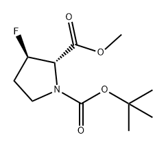 1,2-Pyrrolidinedicarboxylic acid, 3-fluoro-, 1-(1,1-dimethylethyl) 2-methyl ester, (2S,3R)- Struktur