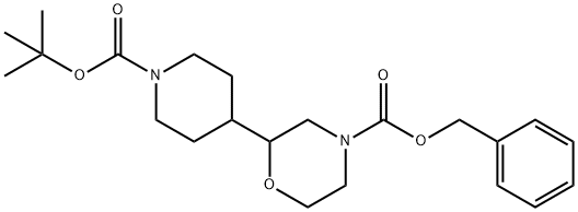 Phenylmethyl 2-[1-[(1,1-dimethylethoxy)carbonyl]-4-piperidinyl]-4-morpholinecarboxylate Struktur