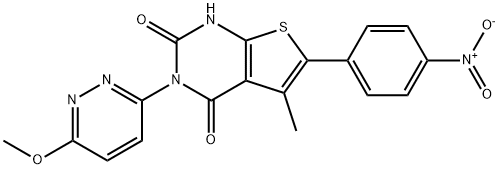 Thieno[2,3-d]pyrimidine-2,4(1H,3H)-dione, 3-(6-methoxy-3-pyridazinyl)-5-methyl-6-(4-nitrophenyl)- Struktur