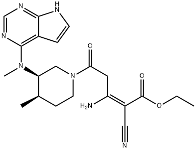 2-Pentenoic acid, 3-amino-2-cyano-5-[(3R,4R)-4-methyl-3-(methyl-7H-pyrrolo[2,3-d]pyrimidin-4-ylamino)-1-piperidinyl]-5-oxo-, ethyl ester, (2E)-