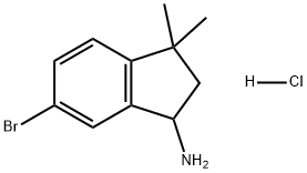 1H-Inden-1-amine, 6-bromo-2,3-dihydro-3,3-dimethyl-, hydrochloride (1:1) Struktur