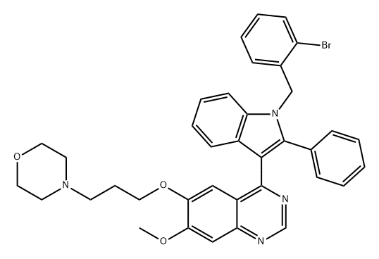 Quinazoline, 4-[1-[(2-bromophenyl)methyl]-2-phenyl-1H-indol-3-yl]-7-methoxy-6-[3-(4-morpholinyl)propoxy]- Struktur