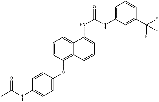 Acetamide, N-[4-[[5-[[[[3-(trifluoromethyl)phenyl]amino]carbonyl]amino]-1-naphthalenyl]oxy]phenyl]- Structure