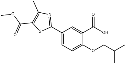 5-Thiazolecarboxylic acid, 2-[3-carboxy-4-(2-methylpropoxy)phenyl]-4-methyl-, 5-methyl ester Struktur