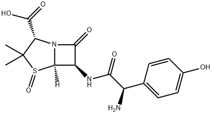 4-Thia-1-azabicyclo[3.2.0]heptane-2-carboxylic acid, 6-[[(2R)-2-amino-2-(4-hydroxyphenyl)acetyl]amino]-3,3-dimethyl-7-oxo-, 4-oxide, (2S,5R,6R)- Struktur